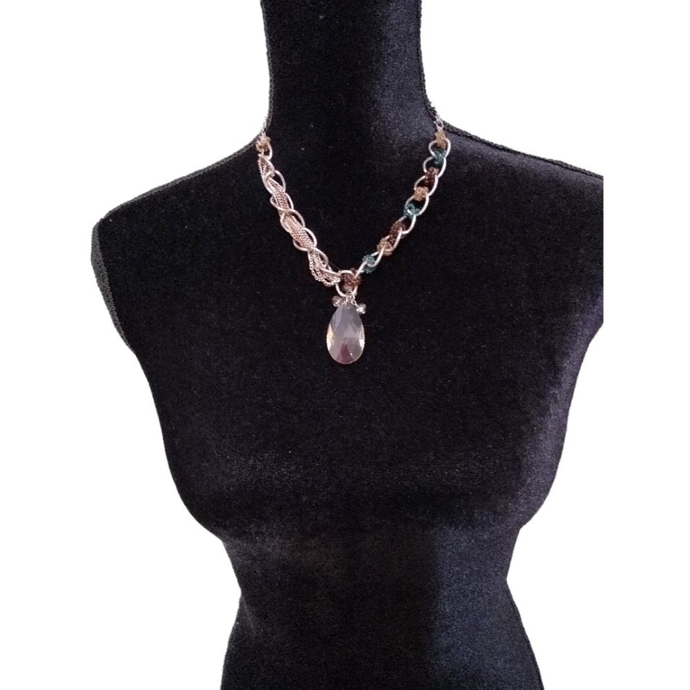 Eye-Catching Cg Designer Costume Jewelry Necklace with clear chunky pendant